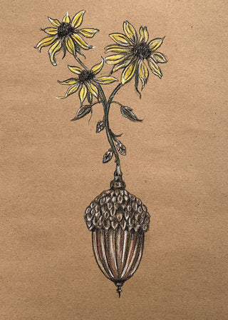 Acorn & Black-Eyed Susans Greeting Card