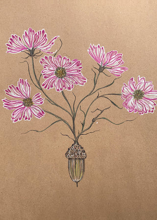 Acorn & Cosmos Greeting Card