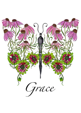 Echinacea Grace Butterfly Greeting Card