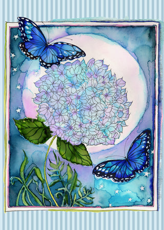 Hydrangea Blue Butterfly Greeting Card