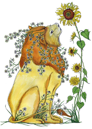 Lion and Sunflower Greeting Card