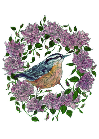 Nuthatch in Bloom Greeting Card