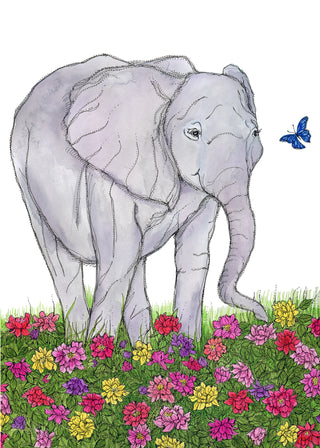 The Elephant in the Bloom Greeting Card