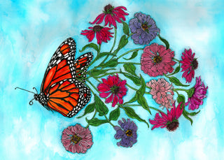 Zinnia Monarch Butterfly Greeting Card