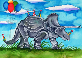 Birthdaysaurus Rex Triceratops Greeting Card