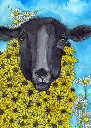 Baa Baa Black-Eyed Susan Sheep Greeting Card