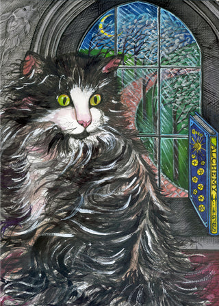 Black Magic Cat Greeting Card