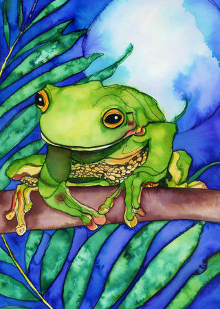 Blue Moon Tree Frog Greeting Card