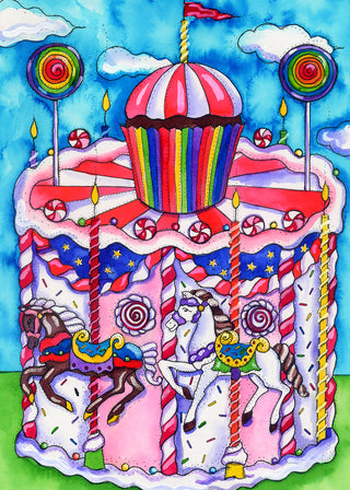 Carnival of Sweets Carousel Greeting Card