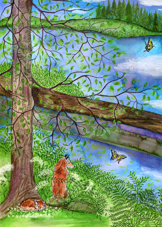 Lakeside Reverie Tree Greeting Card