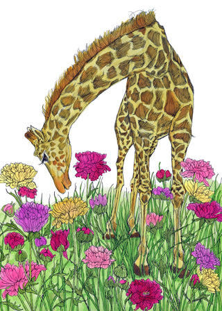 Full Bloom Giraffe Greeting Card
