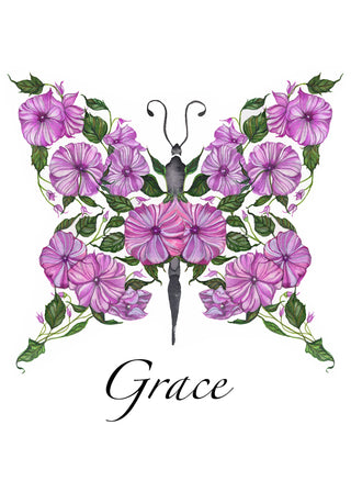 Hollyhock Grace Butterfly Greeting Card