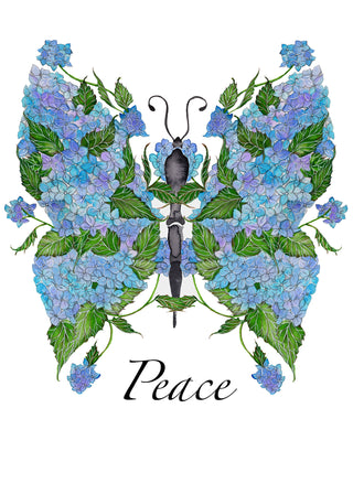 Hydrangea Peace Butterfly Greeting Card