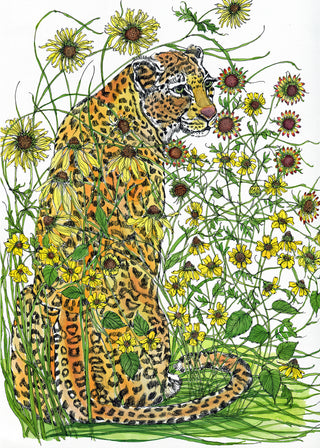 Full Bloom Leopard Greeting Card