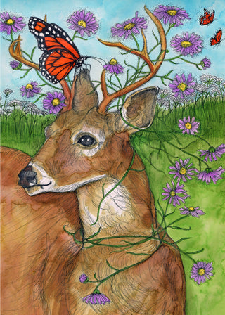 Monarch & Deer Greeting Card
