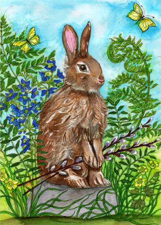 Pussywillows & Buttercups Bunnies Greeting Card