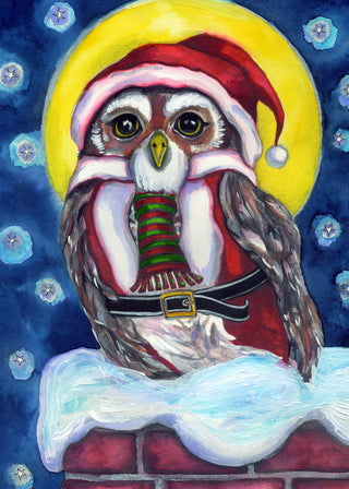Santa Owl Greeting Card