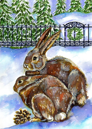 Snow Bunnies Greeting Card