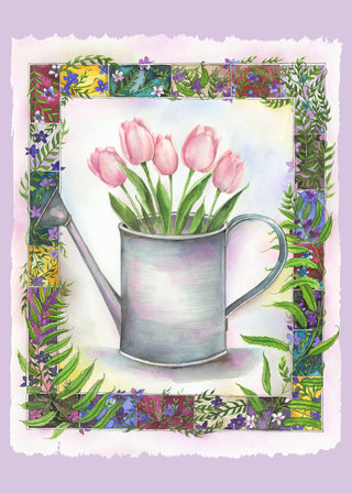 Tulips & Watering Can Greeting Card