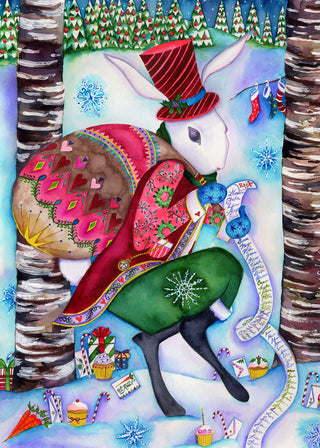 The White Rabbit in Winter Wonderland Greeting Card